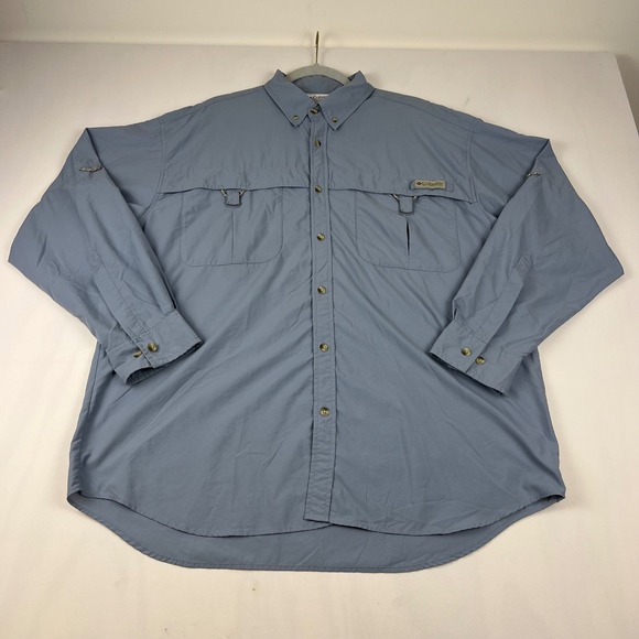 Columbia Other - Columbia PFG Bahama II Shirt L Blue Nylon LS Fishing UPF 30 FM7015